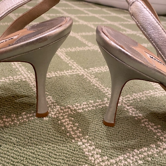 Manolo Blahnik Silver Strapy Sandals - Picture 2 of 6